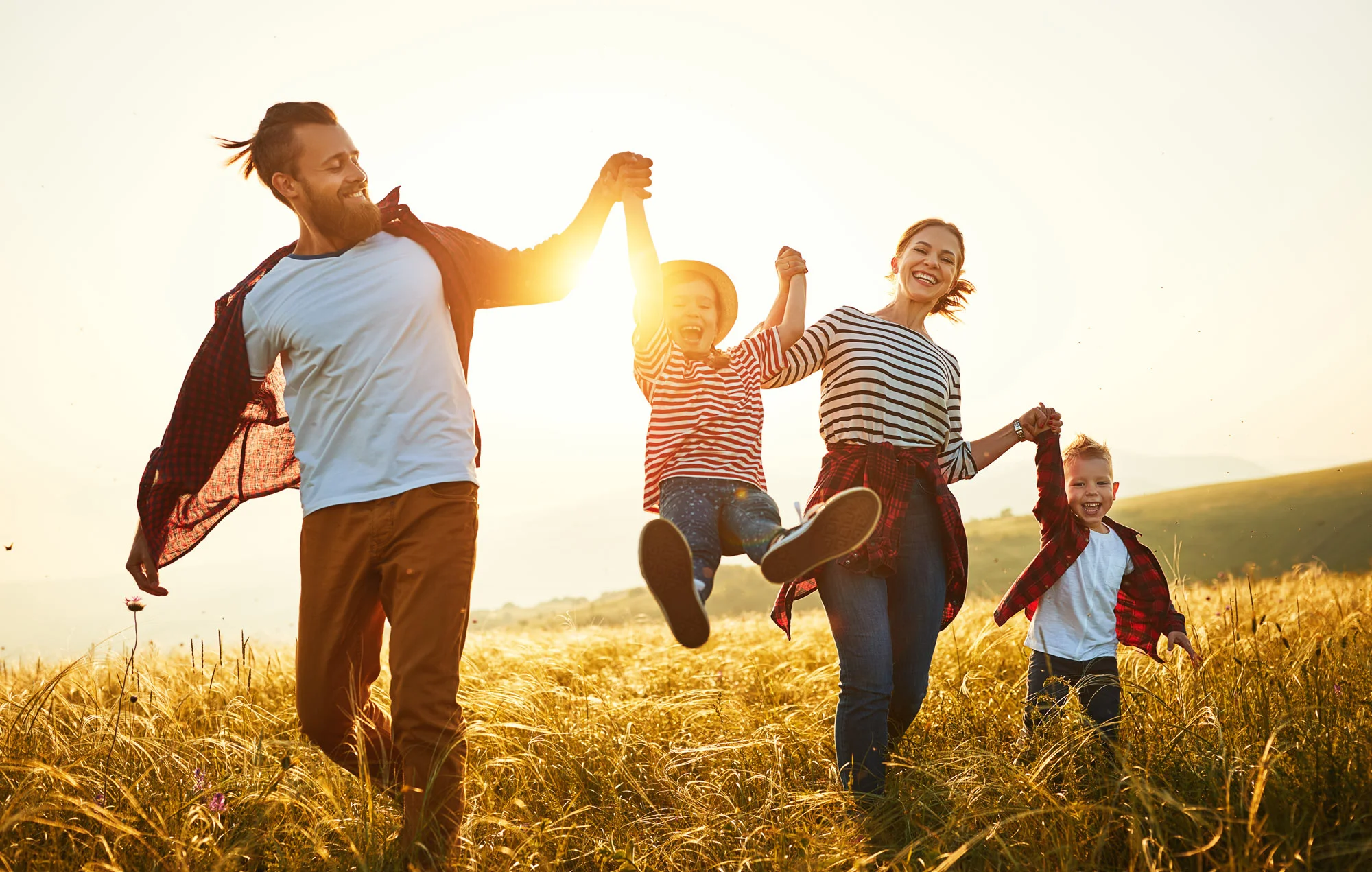 Family enjoying outdoor activities together